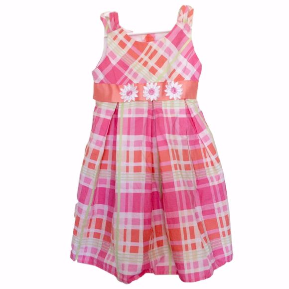 Youngland Size 3 Dress Plaid Floral Ribbon Toddler Spring Easter Colorful Girls - Picture 1 of 12